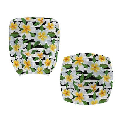 Plumeria Flower Striped Pattern Print Office Chair Cover