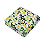 Plumeria Flower Striped Pattern Print Outdoor Seat Cushion Cover