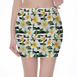 Plumeria Flower Striped Pattern Print Pencil Mini Skirt