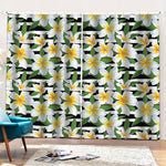 Plumeria Flower Striped Pattern Print Pencil Pleat Curtains