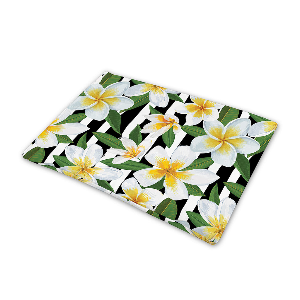 Plumeria Flower Striped Pattern Print Pet Cooling Mat Cover