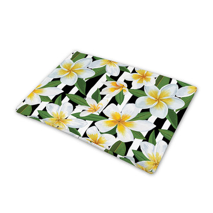 Plumeria Flower Striped Pattern Print Pet Cooling Mat Cover