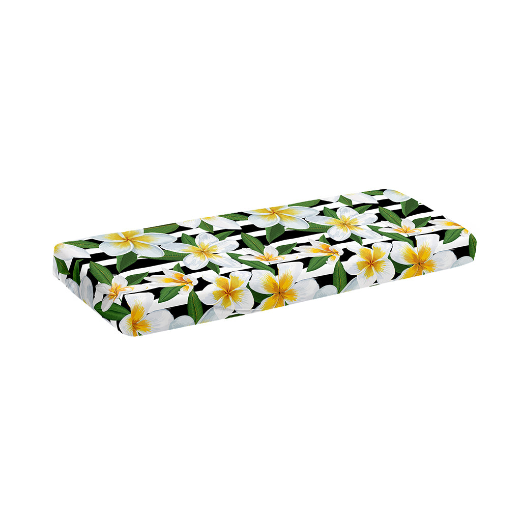 Plumeria Flower Striped Pattern Print Piano Keyboard Cover