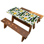 Plumeria Flower Striped Pattern Print Picnic Table Cover