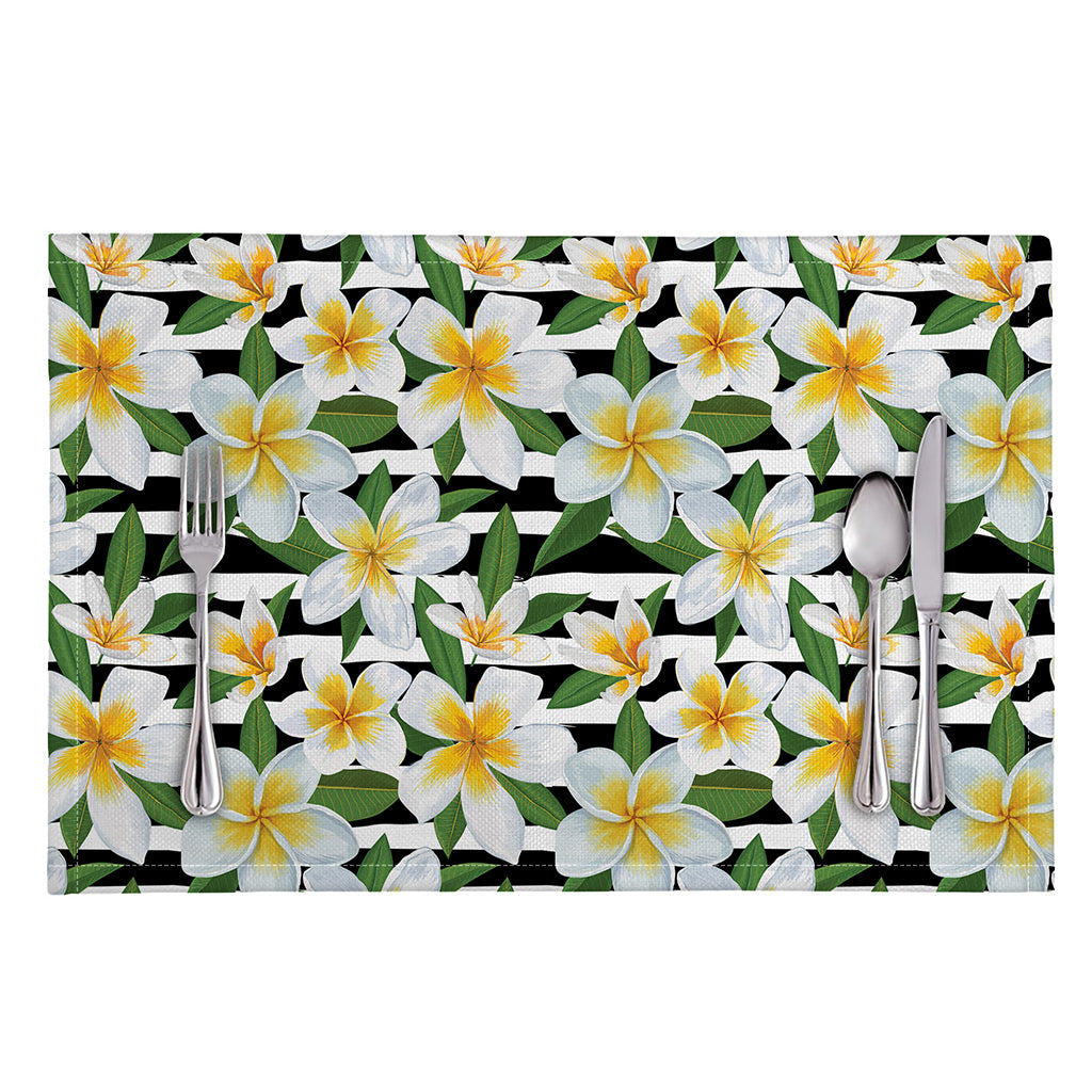 Plumeria Flower Striped Pattern Print Placemat
