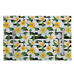 Plumeria Flower Striped Pattern Print Placemat