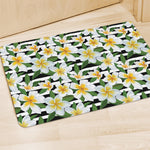 Plumeria Flower Striped Pattern Print Polyester Doormat