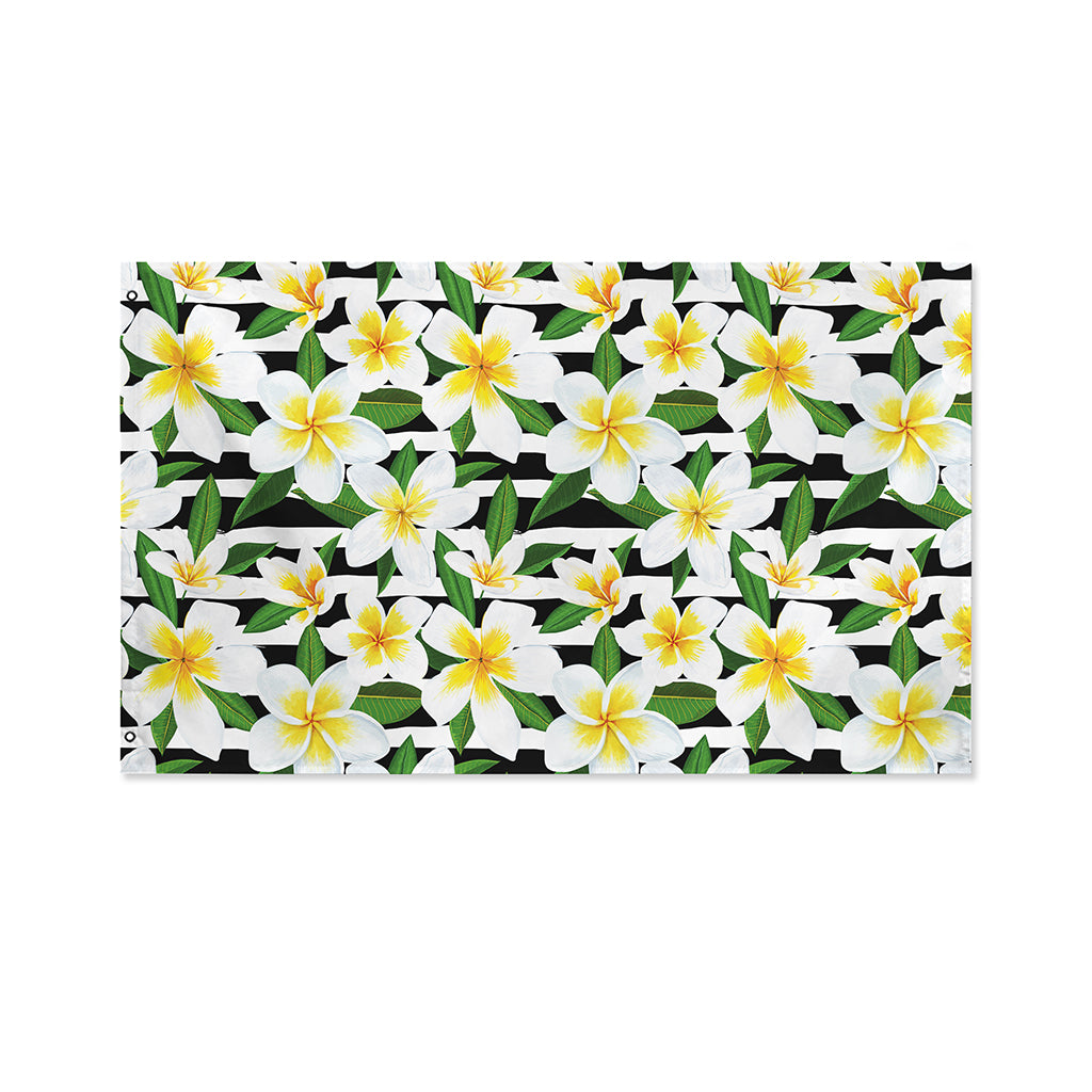 Plumeria Flower Striped Pattern Print Polyester Flag