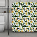 Plumeria Flower Striped Pattern Print Polyester Shower Curtain