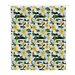 Plumeria Flower Striped Pattern Print Polyester Shower Curtain