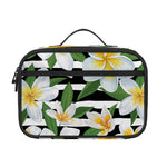 Plumeria Flower Striped Pattern Print Portable Lunch Bag