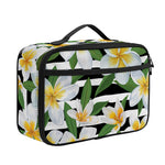 Plumeria Flower Striped Pattern Print Portable Lunch Bag
