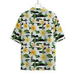 Plumeria Flower Striped Pattern Print Rayon Hawaiian Shirt