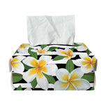 Plumeria Flower Striped Pattern Print Rectangle Tissue Box Cover