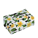 Plumeria Flower Striped Pattern Print Rectangle Tissue Box Cover