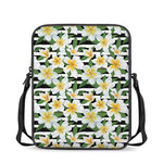 Plumeria Flower Striped Pattern Print Rectangular Crossbody Bag