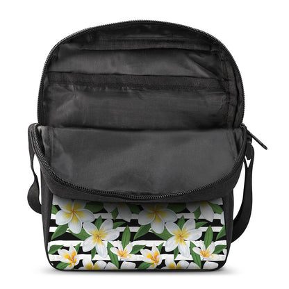 Plumeria Flower Striped Pattern Print Rectangular Crossbody Bag