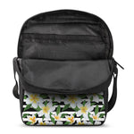 Plumeria Flower Striped Pattern Print Rectangular Crossbody Bag