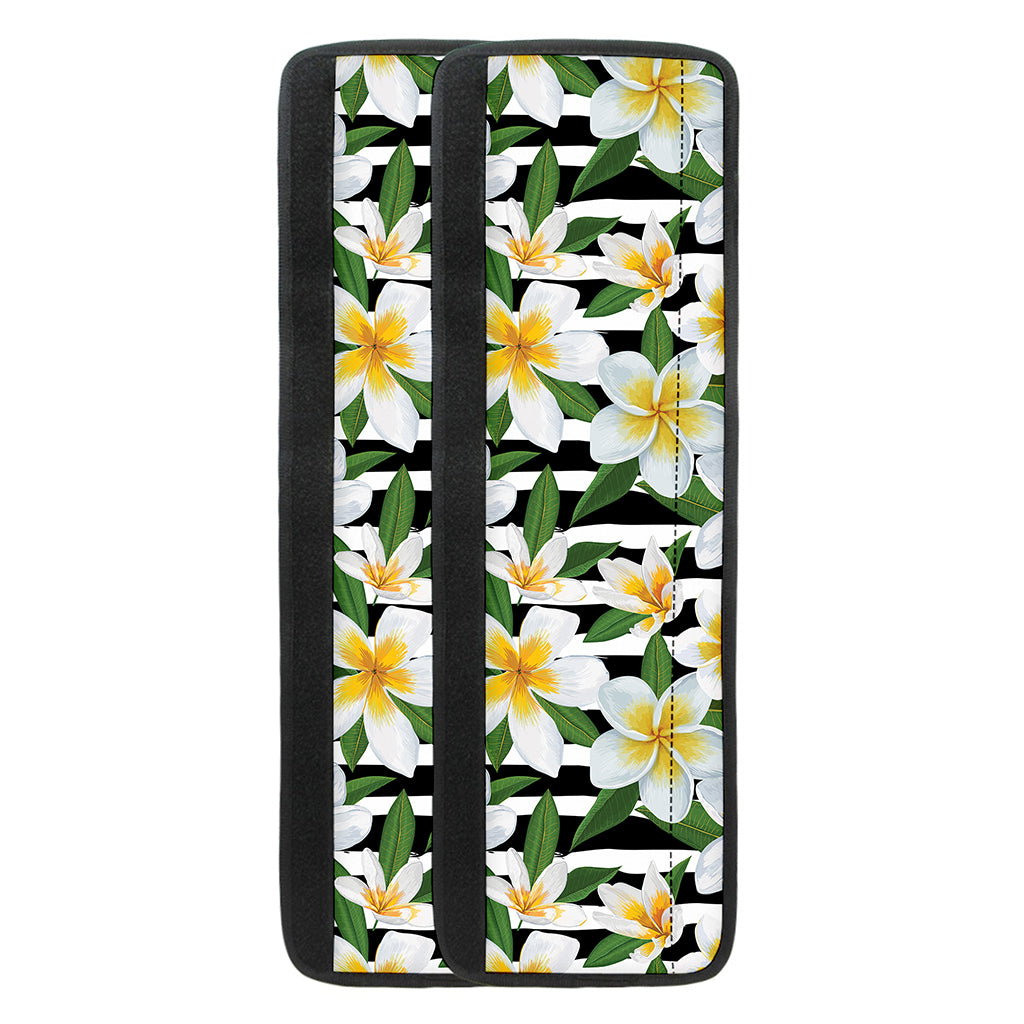 Plumeria Flower Striped Pattern Print Refrigerator Handle Covers