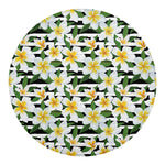 Plumeria Flower Striped Pattern Print Round Blanket