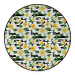 Plumeria Flower Striped Pattern Print Round Floor Mat