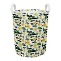 Plumeria Flower Striped Pattern Print Round Laundry Basket