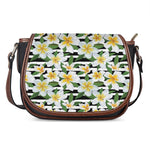 Plumeria Flower Striped Pattern Print Saddle Bag