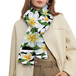 Plumeria Flower Striped Pattern Print Scarf