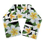 Plumeria Flower Striped Pattern Print Scarf