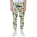 Plumeria Flower Striped Pattern Print Joggers
