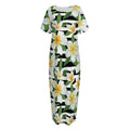 Plumeria Flower Striped Pattern Print Short Sleeve Long Nightdress