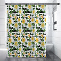 Plumeria Flower Striped Pattern Print Shower Curtain
