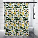 Plumeria Flower Striped Pattern Print Shower Curtain