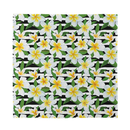Plumeria Flower Striped Pattern Print Silk Bandana