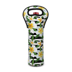 Plumeria Flower Striped Pattern Print Single Neoprene Wine Tote