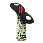 Plumeria Flower Striped Pattern Print Single Neoprene Wine Tote
