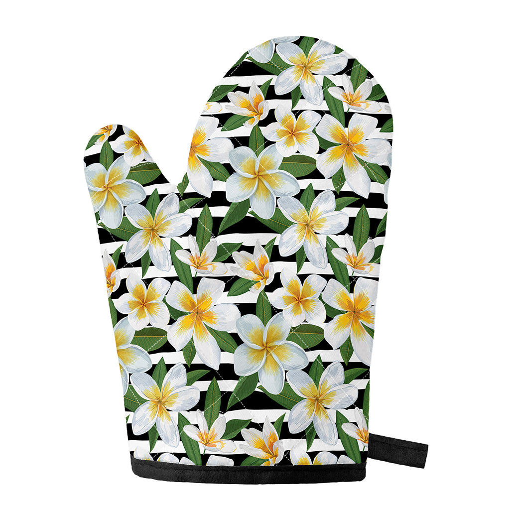 Plumeria Flower Striped Pattern Print Single Oven Mitt