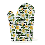 Plumeria Flower Striped Pattern Print Single Oven Mitt