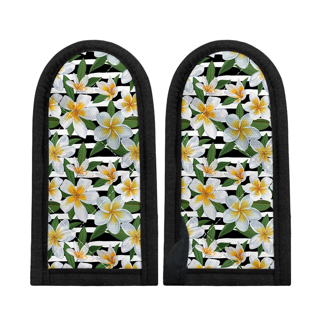 Plumeria Flower Striped Pattern Print Skillet Handle Cover