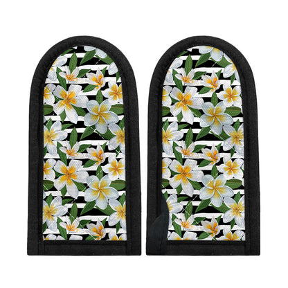 Plumeria Flower Striped Pattern Print Skillet Handle Cover