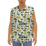 Plumeria Flower Striped Pattern Print Sleeveless Baseball Jersey