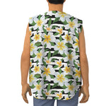 Plumeria Flower Striped Pattern Print Sleeveless Baseball Jersey