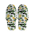 Plumeria Flower Striped Pattern Print Slippers