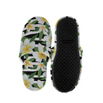 Plumeria Flower Striped Pattern Print Slippers