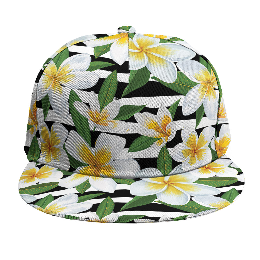 Plumeria Flower Striped Pattern Print Snapback Cap