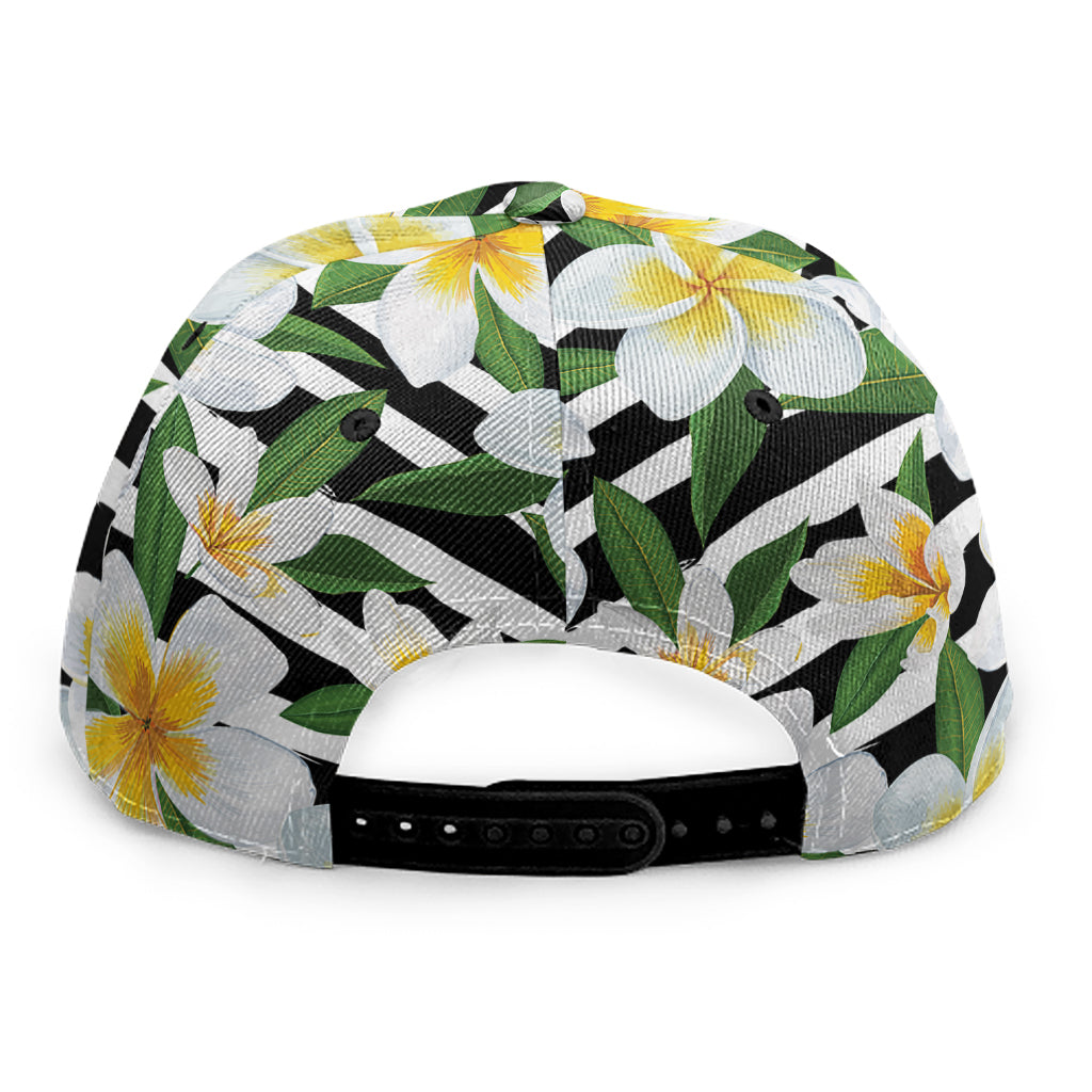 Plumeria Flower Striped Pattern Print Snapback Cap