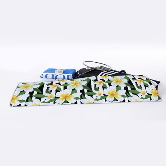 Plumeria Flower Striped Pattern Print Sports Towel