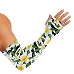 Plumeria Flower Striped Pattern Print Sun Protection Arm Sleeves