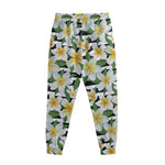 Plumeria Flower Striped Pattern Print Sweatpants