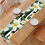 Plumeria Flower Striped Pattern Print Table Runner